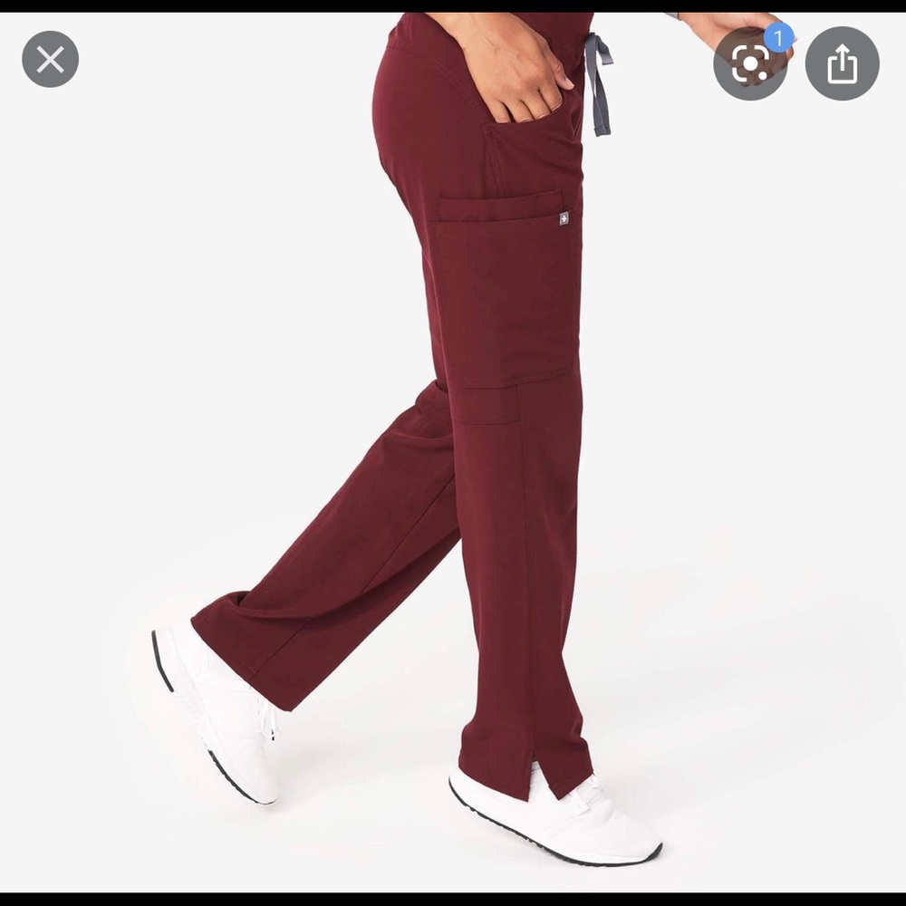 Figs Kade cargo scrub pants medium tall burgundy